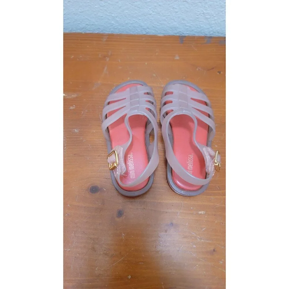 Mini Melissa Aranha Jelly Sandals Girls Size 9 Pink Coral Fisherman‎ Shoes